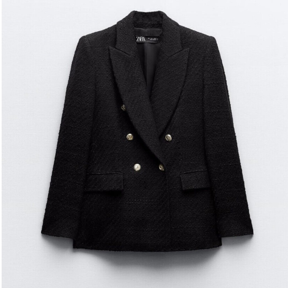 Zara Double Breasted Textured Jacket - NWT - Medium - Black